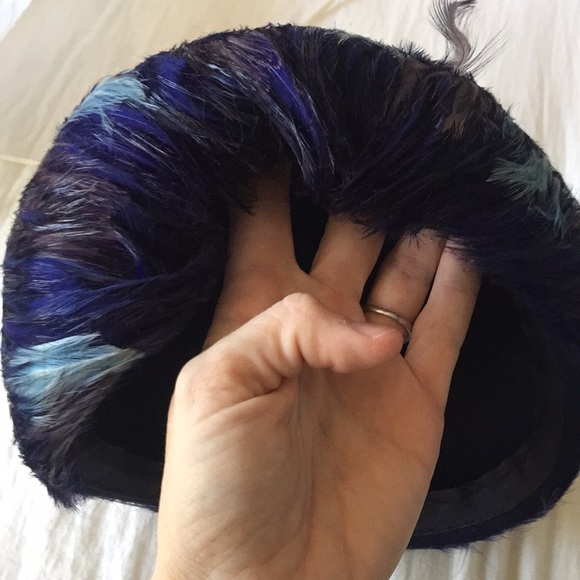 Vintage feather hat blue - Picture 3 of 6
